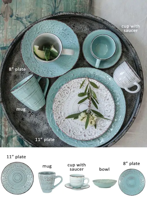 Aqua Stoneware Salad Plate Inch Antique Farmhouse