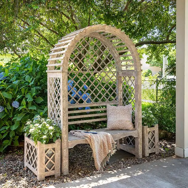 Bench with arch garden deals