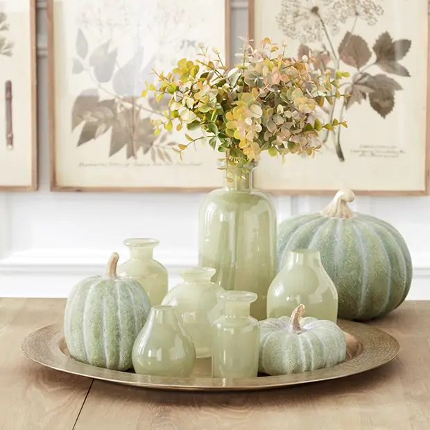 Antique Glass Vase セット Assorted Green Glass Vase Set of 6 | Antique Farmhouse