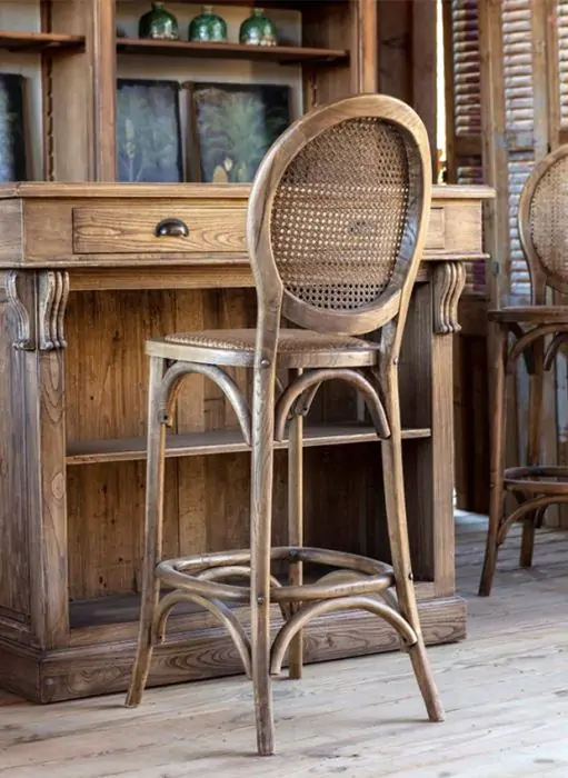 Bistro Style Cane Back Bar Stool Antique Farmhouse