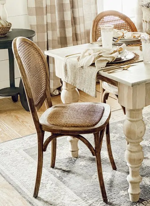 Bistro Style Vintage Cane Back Dining Chair Set of Antique Farmhouse