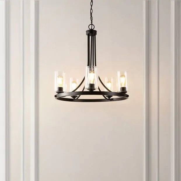 Black metal and glass chandelier hotsell