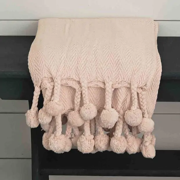 Blush pom pom throw on sale