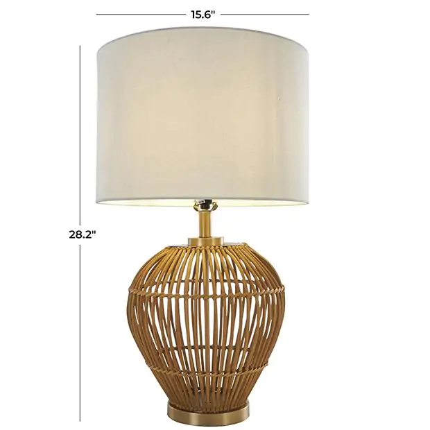Boho Chic Woven Rattan Table Lamp Sisal Rattan Wicker Antique Farmhouse