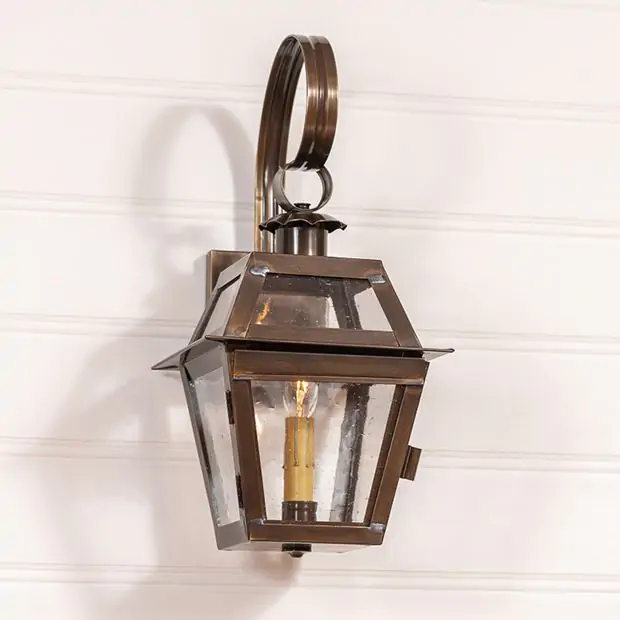 Irvins Country Tinware Jr. Town Crier Outdoor Wall Light in Solid Weathered Brass 1 Light