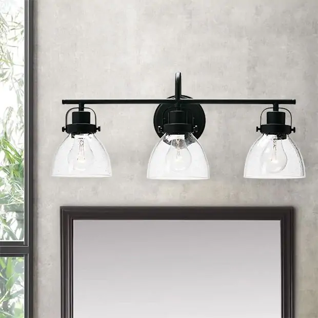 Bubble Glass 3 Bulb Vanity Light Antique Farmhouse
