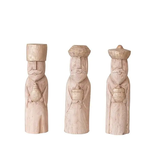 Carved Mango Wood Wise Men Set of 3 | Antique Farmhouse