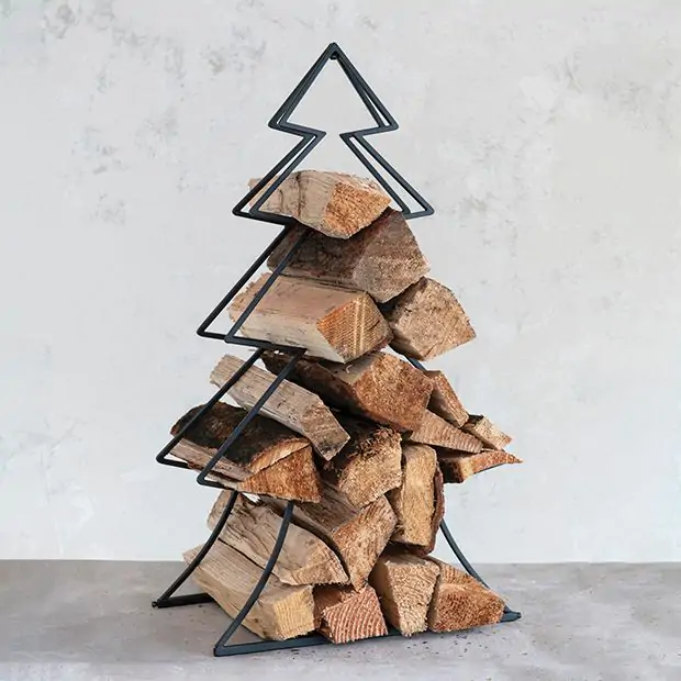 Cast Iron Christmas Tree Log Holder Antique Farmhouse