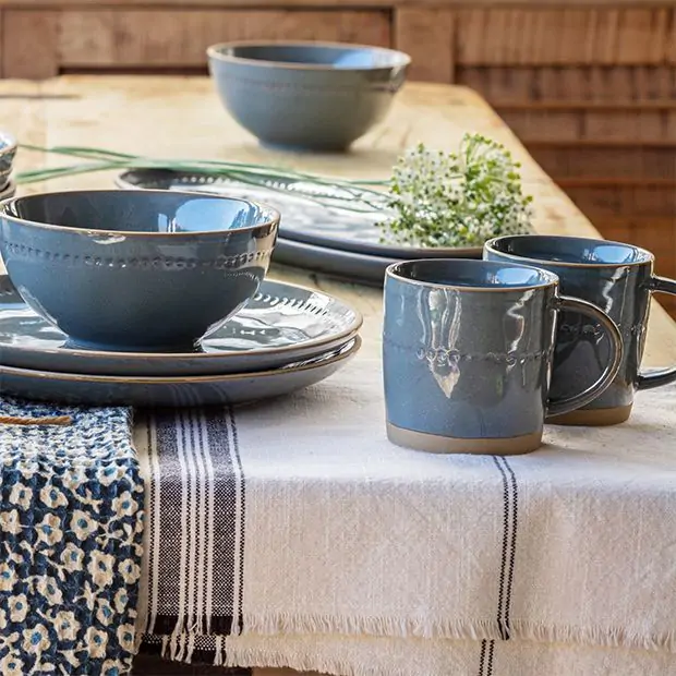 Ceramic French Blue Coffee Mug Set of 4