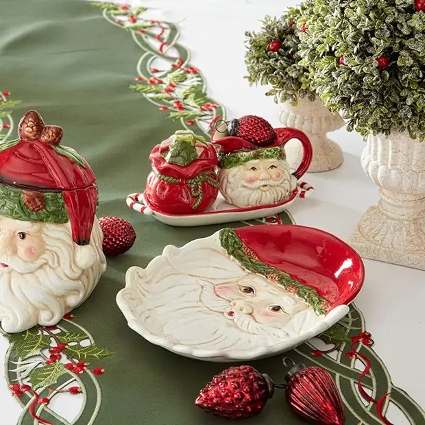 Ceramic Santa Face Dinner Plate Set of Antique Farmhouse