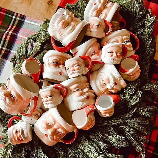 Ceramic Santa Mug Set of 4, Ceramic | Antique Farmhouse