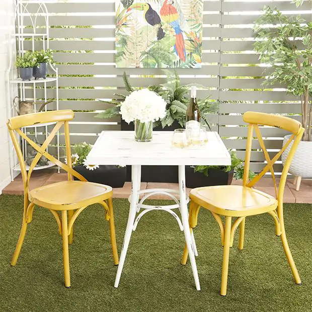 Outdoor Dining Outdoor Bistro Set Yellow Classic Cross Back
