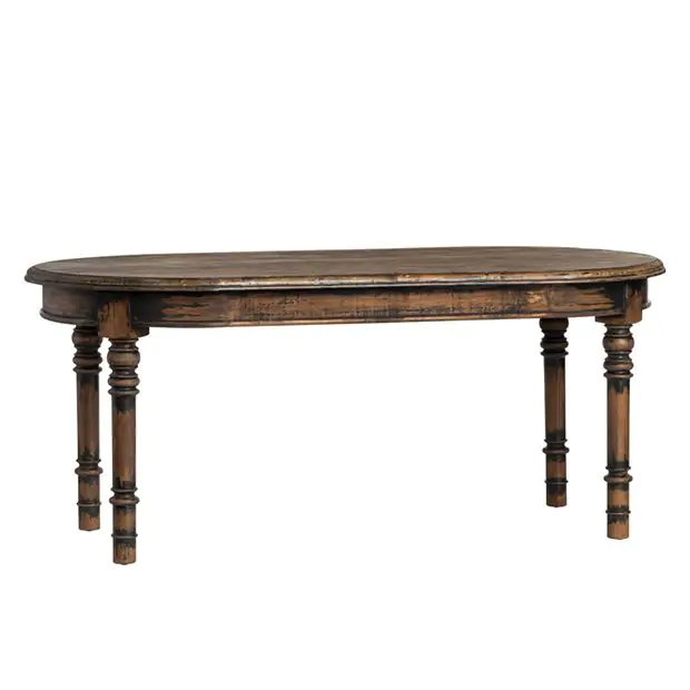 Antique oval top French farmhouse table in oak.