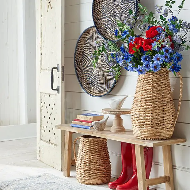 Classic Farmhouse Woven Pitcher Vase | Antique Farmhouse