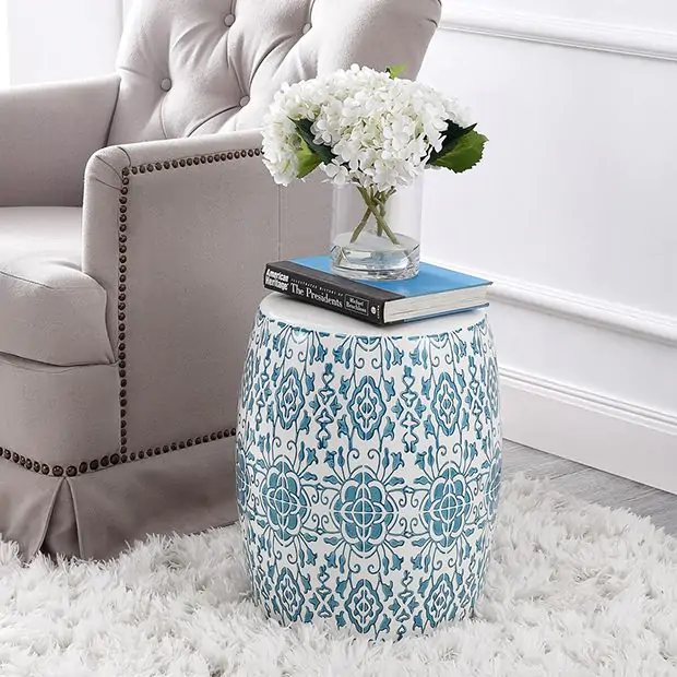 Classic Glazed Ceramic Garden Stool Antique Farmhouse