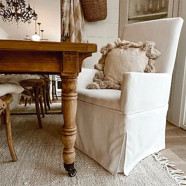 Classic Linen Slipcover Dining Chair Antique Farmhouse