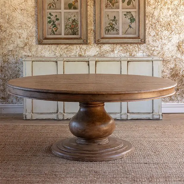 Classic Round Pedestal Dining Table Antique Farmhouse
