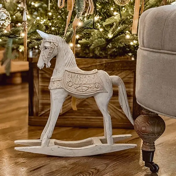 Classic Wood Rocking Horse Decor Antique Farmhouse