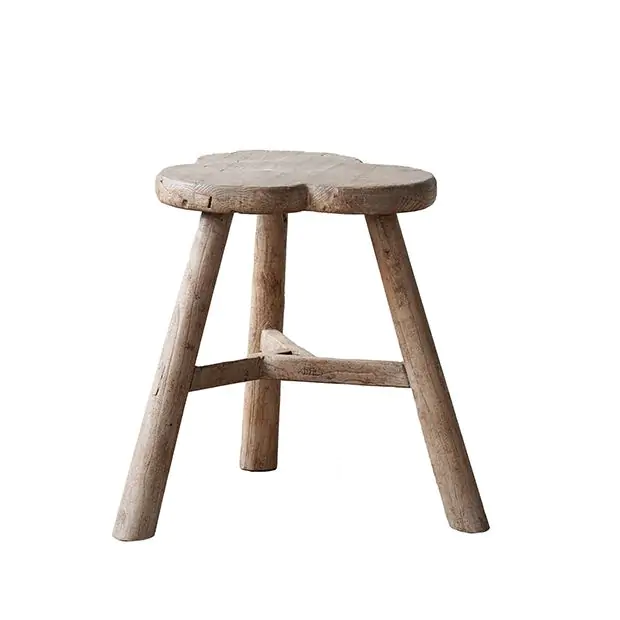 スツール EVANS MIYOSHI RUG CLOVER STOOL Clover Seat Wooden Stool | Antique Farmhouse