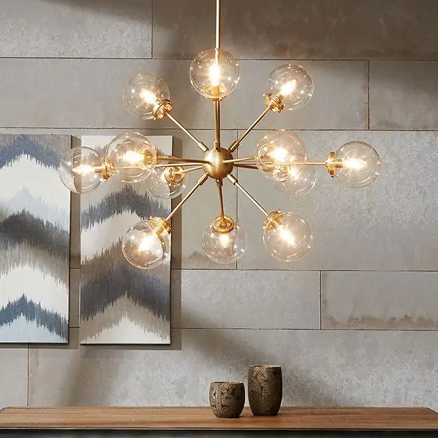 Contemporary Glass Bulb Chandelier Antique Farmhouse