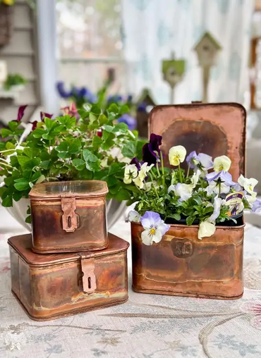 アンティーク風仕上げのminiBOX  2個set    ハンドメイド雑貨 Copper Finish Decorative Metal Boxes Set of 3 | Antique Farmhouse