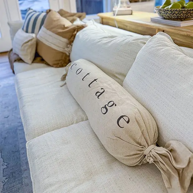 Cottage Farmhouse Cotton Bolster Pillow Antique Farmhouse