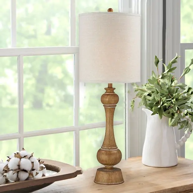 Country Chic Table Lamp With Shade Set of 2 Antique Farmhouse