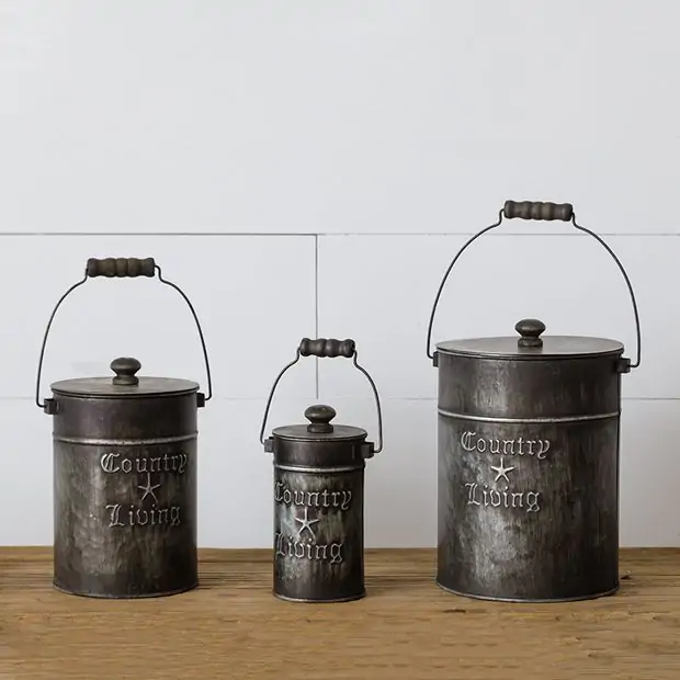 Country Living Embossed Metal Canister Set of 3 | Antique Country Living Embossed Metal Canister Set of 3 | Antique