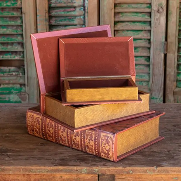Decorative Book Box Set of 3 | Antique Farmhouse