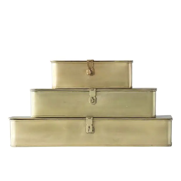 Decorative Brass Finish Box Set of 3 | Antique Farmhouse