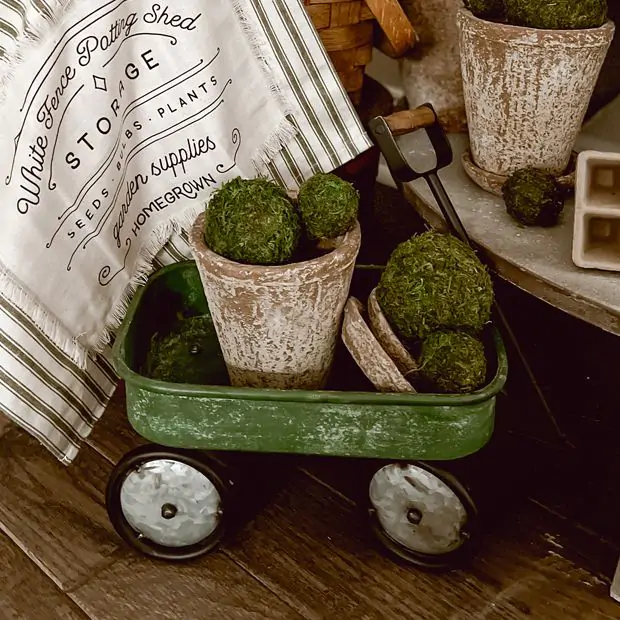 Decorative Green Metal Wagon | Antique Farmhouse
