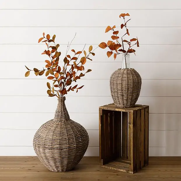 Decorative Willow Wrapped Demijohn Bottle | Antique Farmhouse