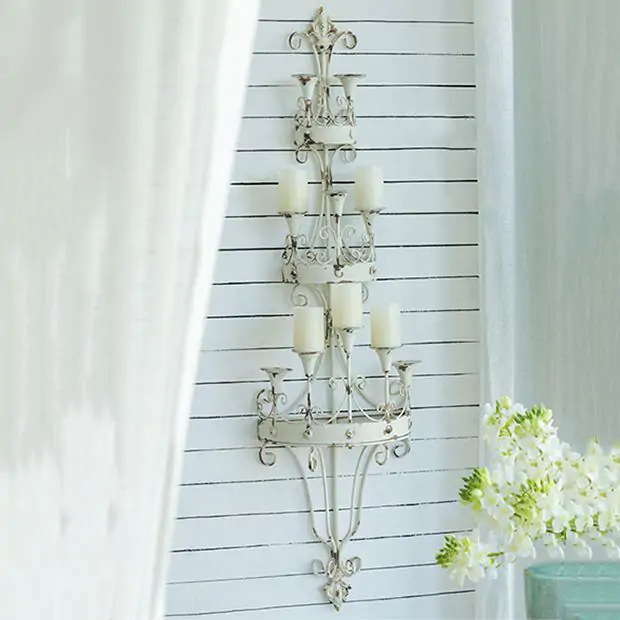 Distressed 3 Tiered Wall Mount Candle Holder | Antique Farmhouse