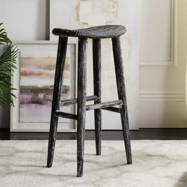 Distressed Backless Bar Stool | Antique Farmhouse