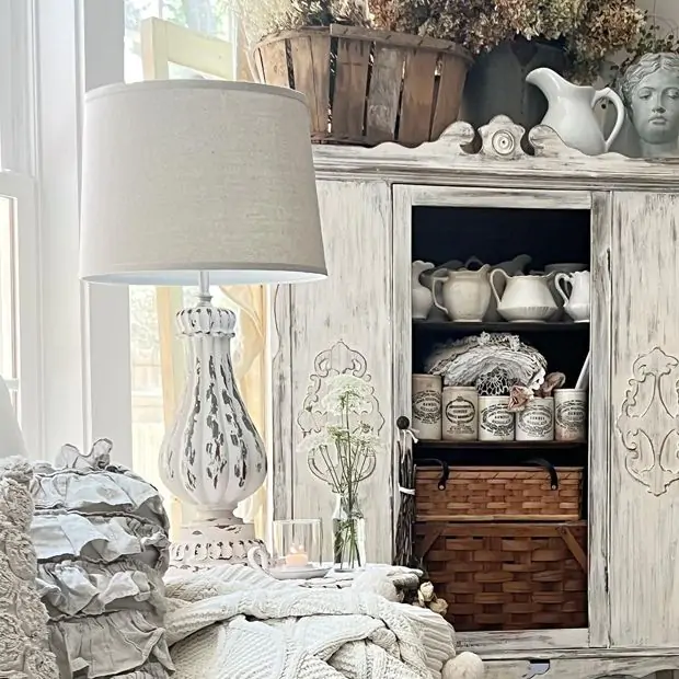 Distressed Elegant Table Lamp Antique Farmhouse