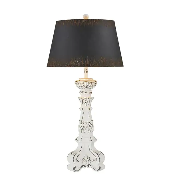 Distressed Table Lamp With Black Shade Antique Farmhouse