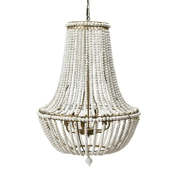 Storied Home Draped Wood Bead Chandelier Cream