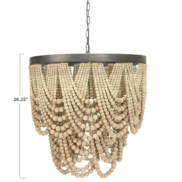 Draped wood bead chandelier 2025