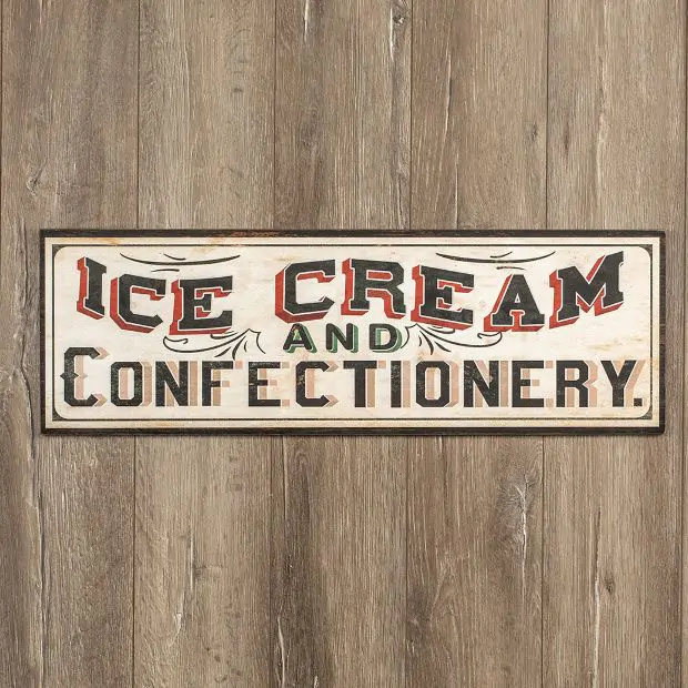 Metal Ice Cream Confectionery Sign | Antique Farmhouse