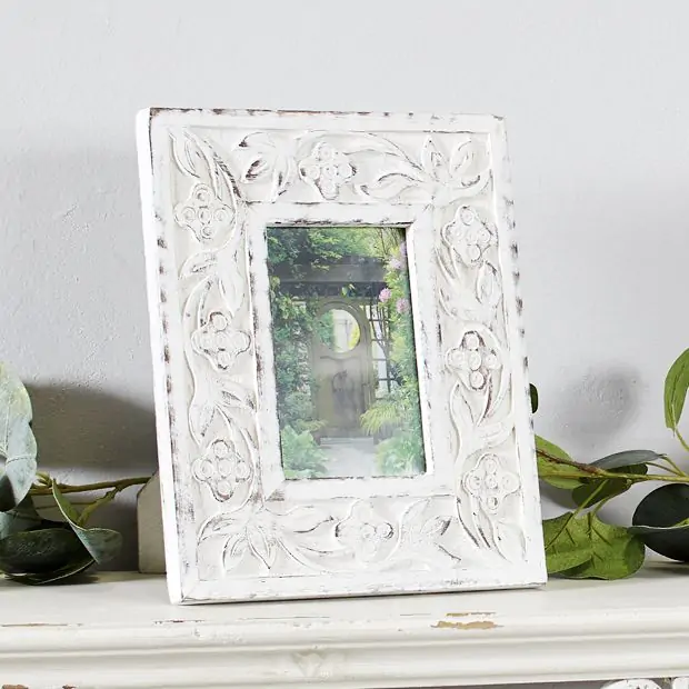 Elegant Carved Wood Photo Frame | Antique Farmhouse