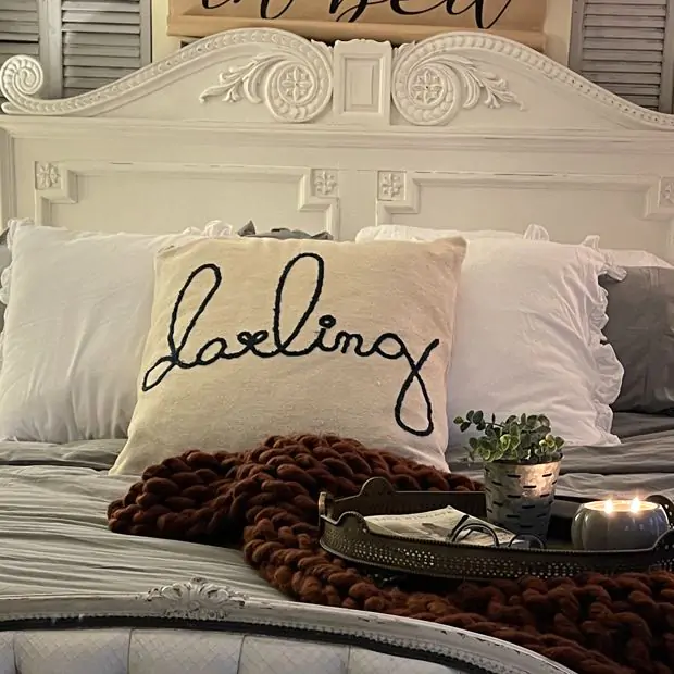 Embroidered Darling Pillow Antique Farmhouse