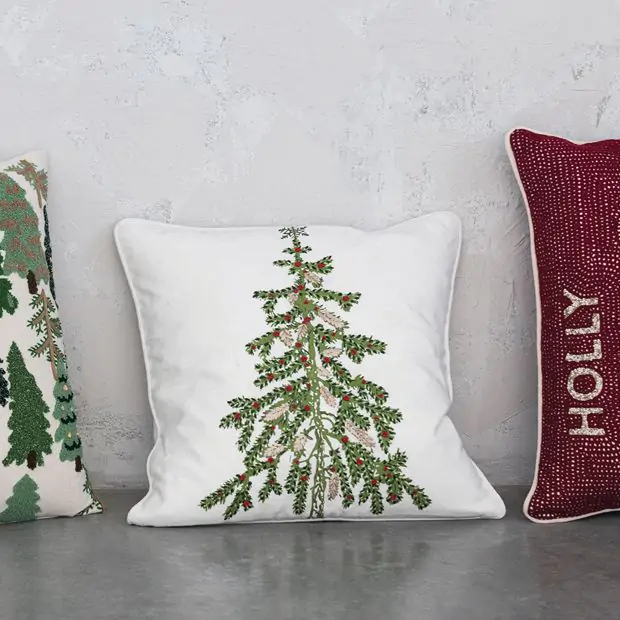 Embroidered Tree Pillow Embroidered Tree Pillow