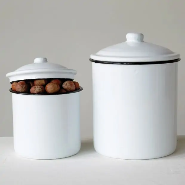 Enamel Kitchen Canisters Set of 2 | Antique Farmhouse
