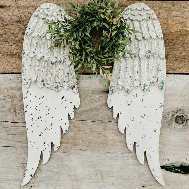 Exquisite Wooden Angel Wings | Antique Farmhouse