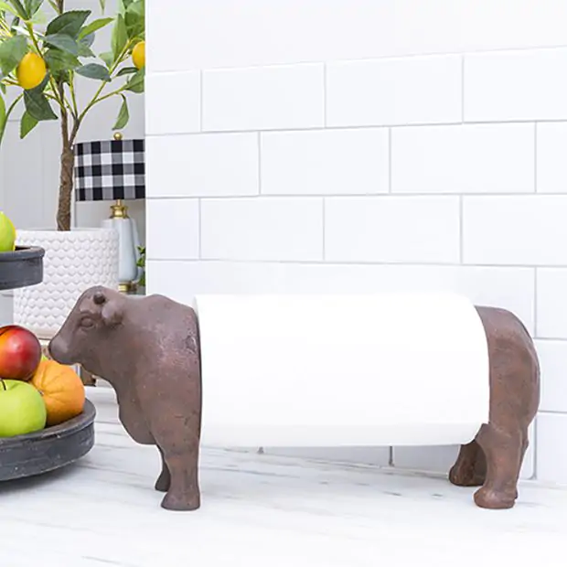 Farmhouse Cow Paper Towel Holder Antique Farmhouse