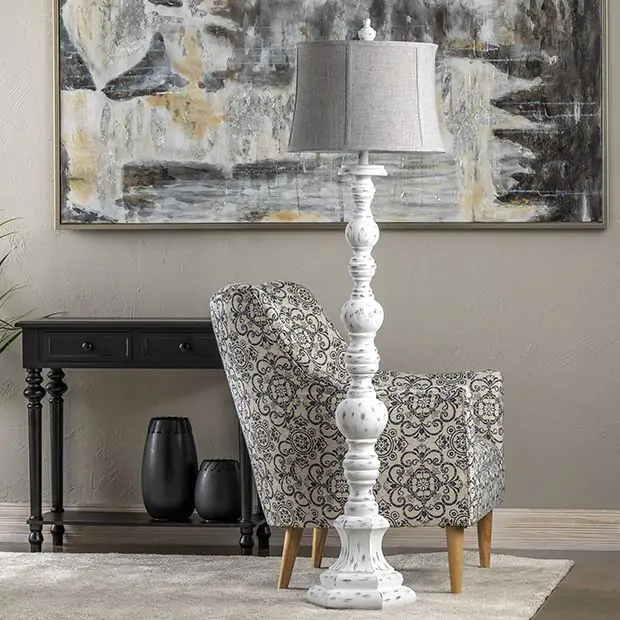 Farmhouse Floor Lamp With Linen Shade Antique Farmhouse