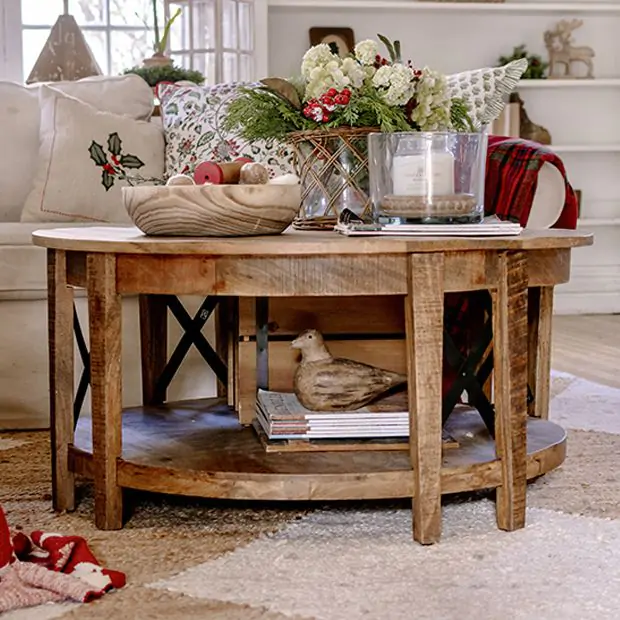 Farmhouse Two Tier Round Coffee Table Antique Farmhouse