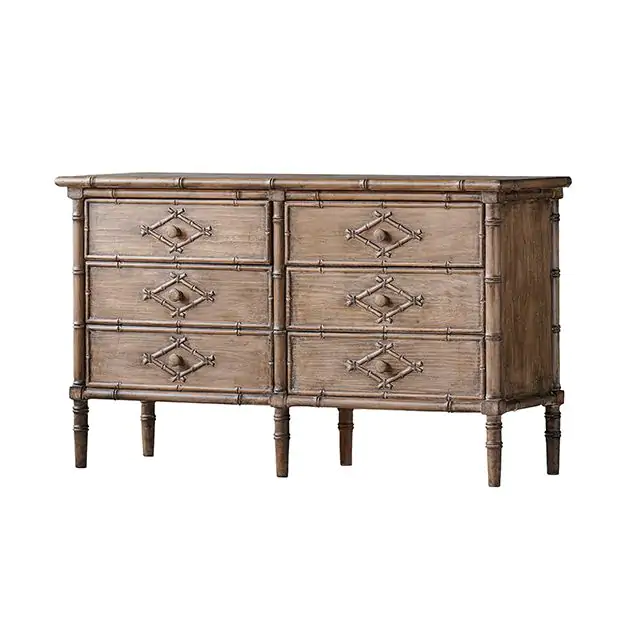 Faux Bamboo 6 Drawer Dresser | Antique Farmhouse Faux Bamboo 6 Drawer Dresser | Antique Farmhouse