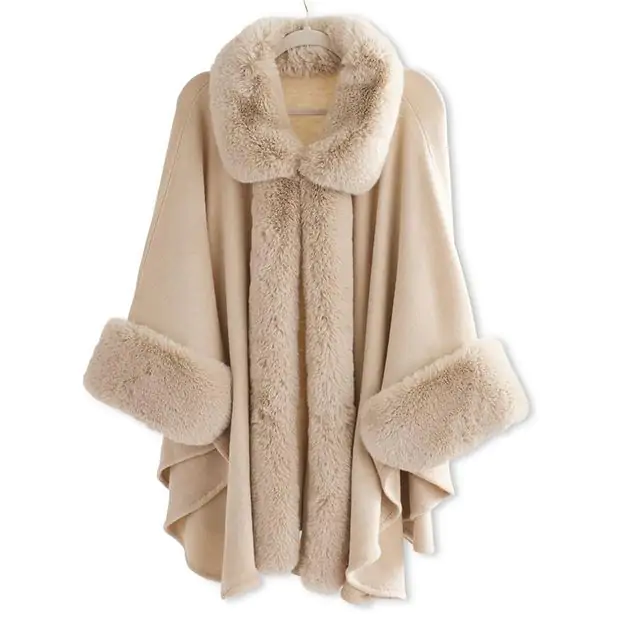 Fur trim cape coat shop