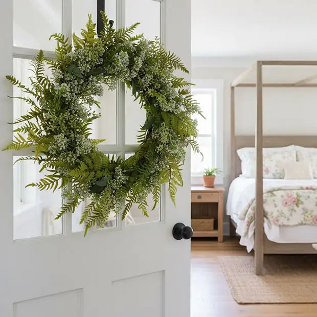 Faux White Sedum Greenery Wreath | Antique Farmhouse